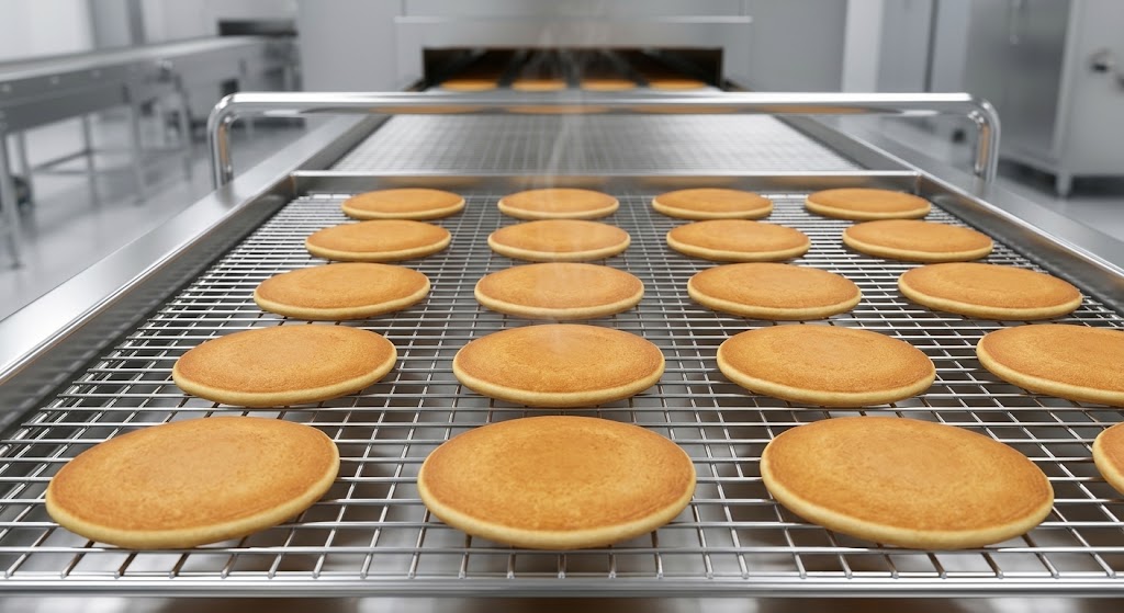 Servo-driven volumetric nozzles precisely dosing pancake batter to minimize industrial food waste.